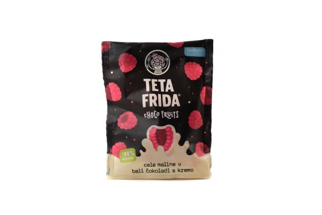 Choco fruits Cele maline v beli čokoladi s kremo