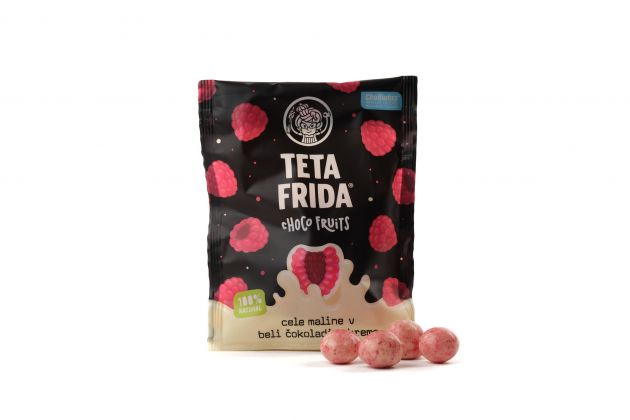 Choco fruits Cele maline v beli čokoladi s kremo