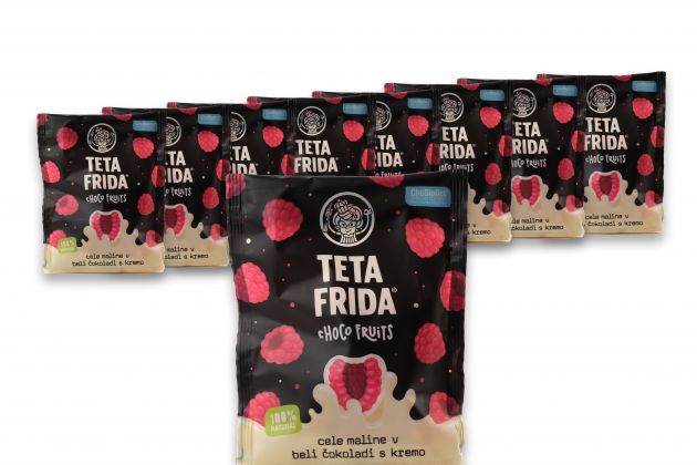 Choco fruits Cele maline v beli čokoladi s kremo paket 8+1 gratis