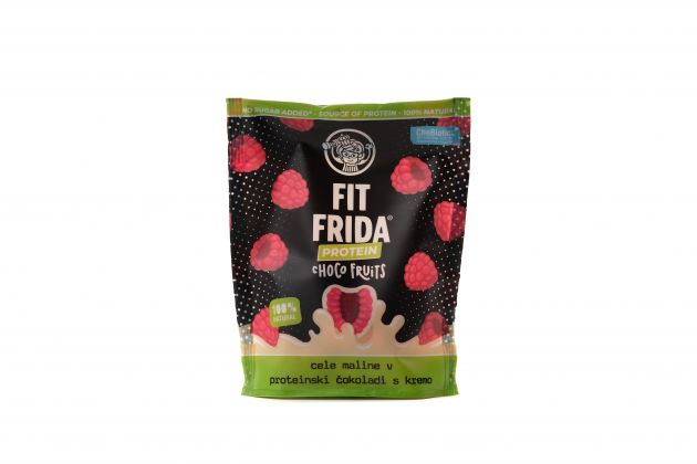 Choco fruits Cele maline v proteinski beli čokoladi s kremo