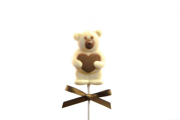 Čokoladna lizika Medvedek, bela